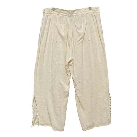 SOFT SURROUNDINGS Wide Leg Linen Blend Pants Sz XLP Cream Boho Summer Beachy - Picture 6 of 9